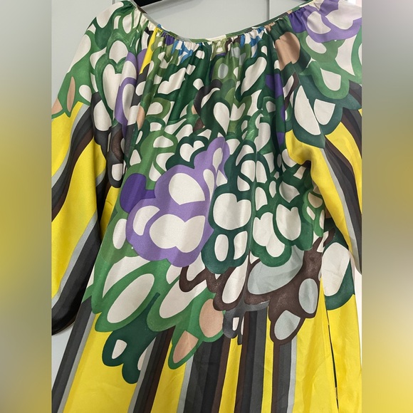 See by Chloe yellow purple green silk printed dress Size 6 - Picture 5 of 8